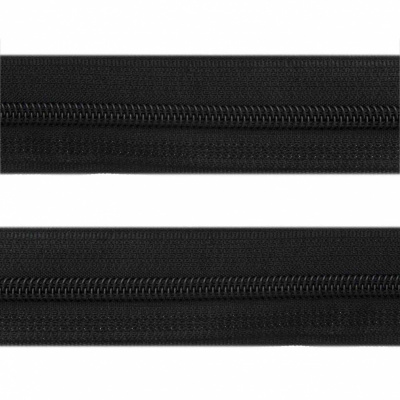 Рулонная молния с покрытием PVC спираль тип 3 (упак.270м) -черная с полосой СВО - купить в Магнитогорске. Цена: 12.74 руб.