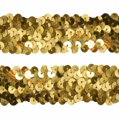 Тесьма с пайетками D16, шир. 30 мм/уп. 25+/-1 м, цвет золото - купить в Магнитогорске. Цена: 1 087.39 руб.