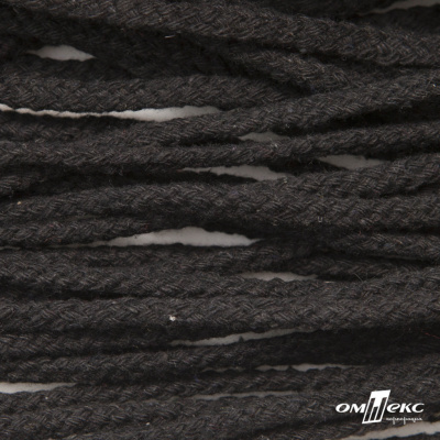 Шнур плетеный d-6 мм круглый, 70% хлопок 30% полиэстер, уп.90+/-1 м, цв.1078-черный - купить в Магнитогорске. Цена: 588 руб.