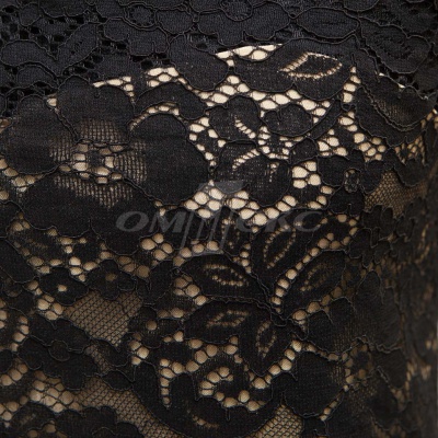 Кружевное полотно #3378, 150 гр/м2, шир.150см, цвет чёрный - купить в Магнитогорске. Цена 370.97 руб.