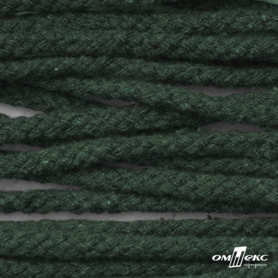 Шнур плетеный d-6 мм, 70% хлопок 30% полиэстер, уп.90+/-1 м, цв.1083-тём.зелёный - купить в Магнитогорске. Цена: 588 руб.