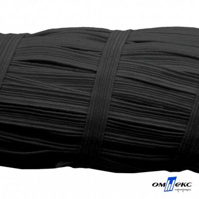 Резиновые нити с текстильным покрытием, шир. 6 мм (55 м/уп), цв.-черный - купить в Магнитогорске. Цена: 210.75 руб.