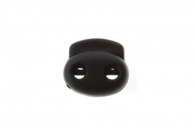 8049ТН Фиксатор пластиковый двухдырочный, 23х20 мм, цвет чёрный - купить в Магнитогорске. Цена: 1.37 руб.