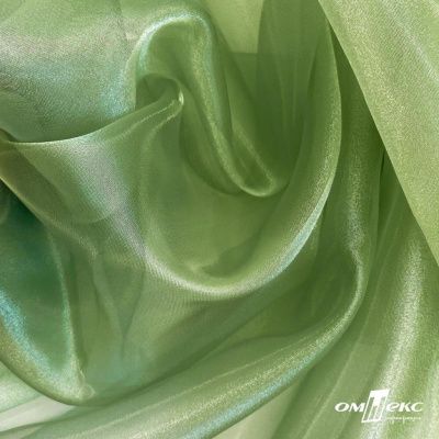Ткань органза, 100% полиэстр, 28г/м2, шир. 150 см, цв. #27 зеленый - купить в Магнитогорске. Цена 86.24 руб.