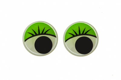 Глазки для игрушек, круглые, с бегающими зрачками, 15 мм/упак.50+/-2 шт, цв. -зеленый - купить в Магнитогорске. Цена: 113.01 руб.