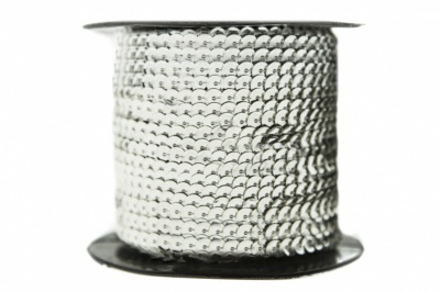 Пайетки "ОмТекс" на нитях, SILVER-BASE, 6 мм С / упак.73+/-1м, цв. 1 - серебро - купить в Магнитогорске. Цена: 468.37 руб.