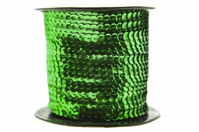 Пайетки "ОмТекс" на нитях, SILVER-BASE, 6 мм С / упак.73+/-1м, цв. 4 - зеленый - купить в Магнитогорске. Цена: 484.77 руб.