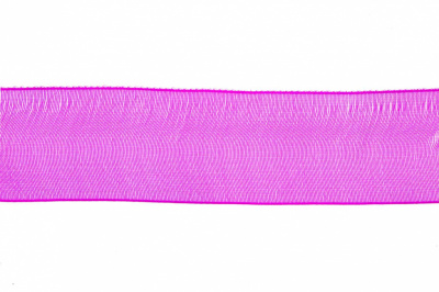 Лента органза 1015, шир. 10 мм/уп. 22,8+/-0,5 м, цвет ярк.розовый - купить в Магнитогорске. Цена: 38.39 руб.