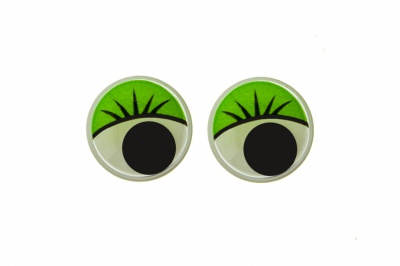 Глазки для игрушек, круглые, с бегающими зрачками, 12 мм/упак.50+/-2 шт, цв. -зеленый - купить в Магнитогорске. Цена: 95.04 руб.