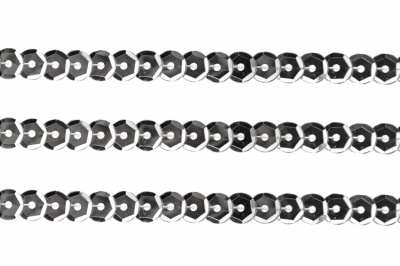 Пайетки "ОмТекс" на нитях, SILVER-BASE, 6 мм С / упак.73+/-1м, цв. 1 - серебро - купить в Магнитогорске. Цена: 468.37 руб.