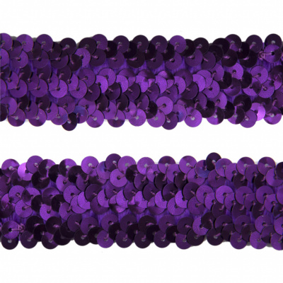 Тесьма с пайетками 12, шир. 30 мм/уп. 25+/-1 м, цвет фиолет - купить в Магнитогорске. Цена: 1 098.48 руб.