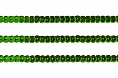 Пайетки "ОмТекс" на нитях, SILVER-BASE, 6 мм С / упак.73+/-1м, цв. 4 - зеленый - купить в Магнитогорске. Цена: 484.77 руб.