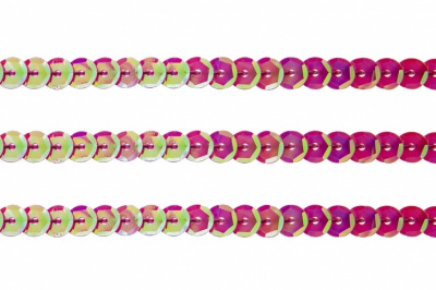 Пайетки "ОмТекс" на нитях, CREAM, 6 мм С / упак.73+/-1м, цв. 89 - розовый - купить в Магнитогорске. Цена: 468.37 руб.