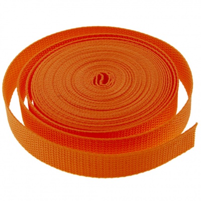 Стропа текстильная, шир. 25 мм (в нам. 50+/-1 ярд), цвет оранжевый - купить в Магнитогорске. Цена: 409.94 руб.