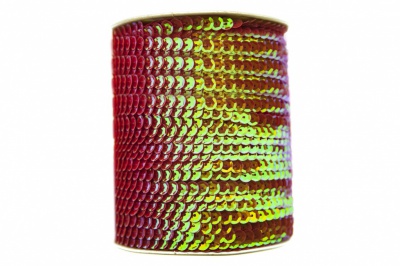 Пайетки "ОмТекс" на нитях, CREAM, 6 мм С / упак.73+/-1м, цв. 96 - красный - купить в Магнитогорске. Цена: 484.77 руб.
